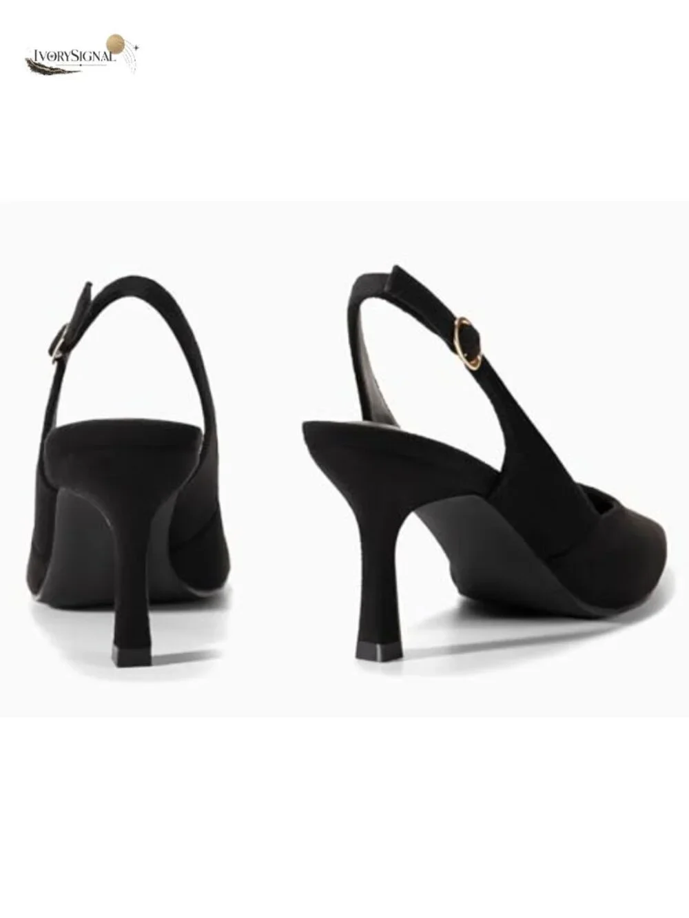 Women's Slingback Kitten Heels Faux Leather Pointed Toe Party Pumps